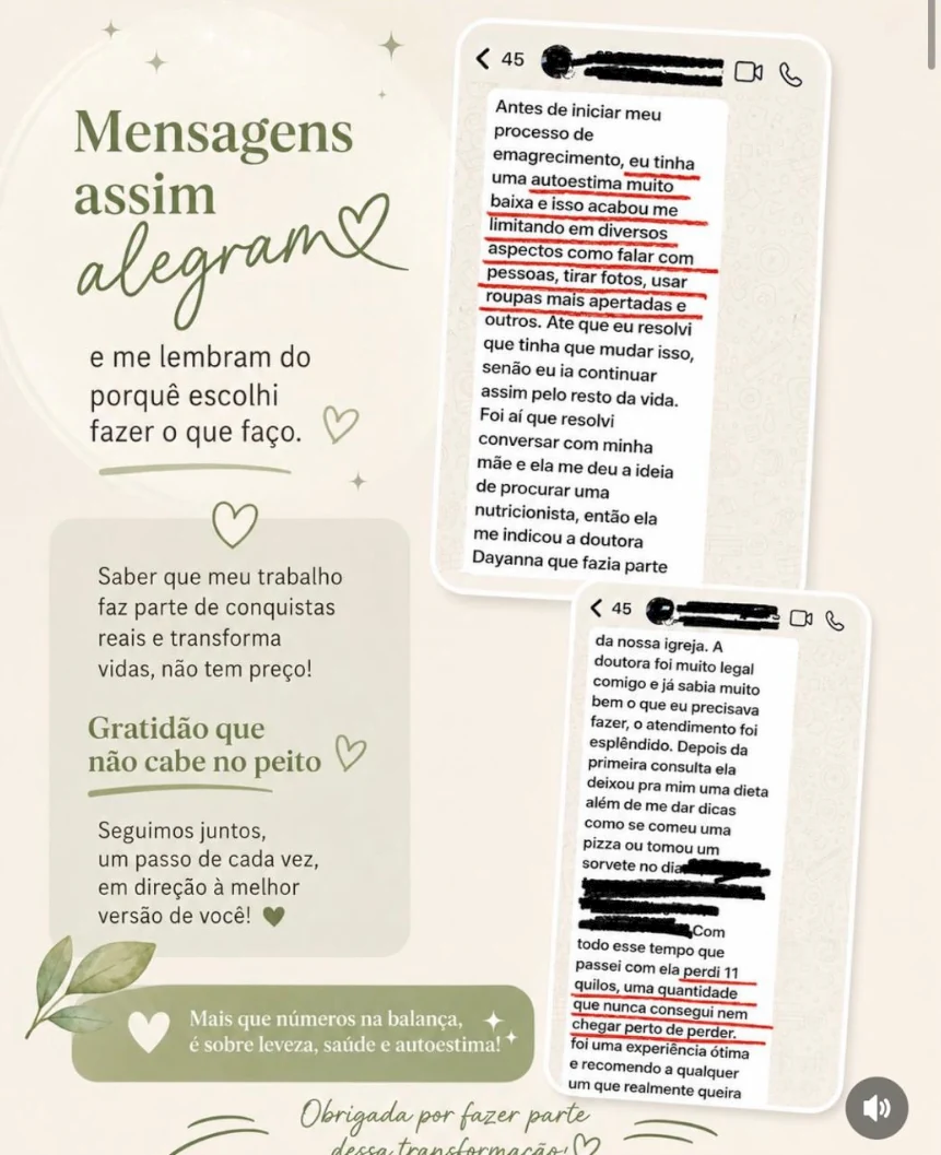 Registro do depoimento de Paciente NUTRIDAY