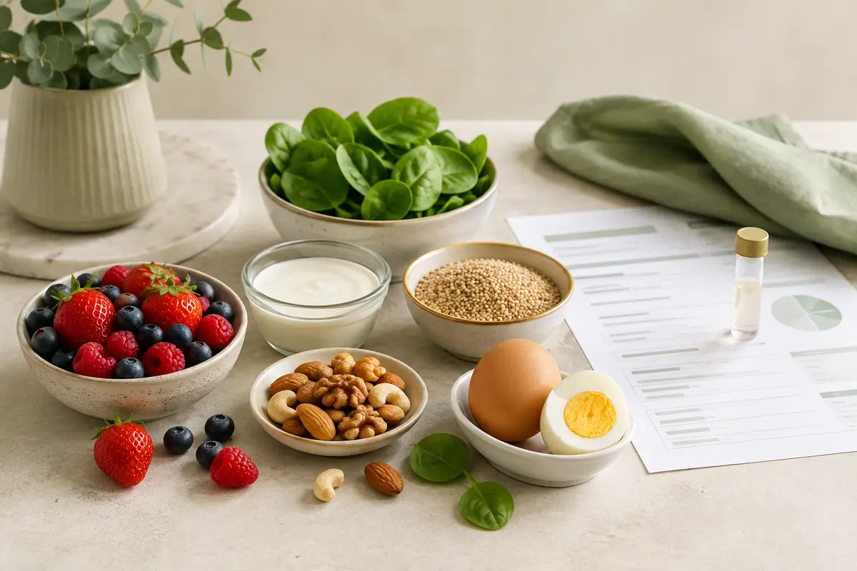 Alimentos naturais apresentados em uma avaliação clínica